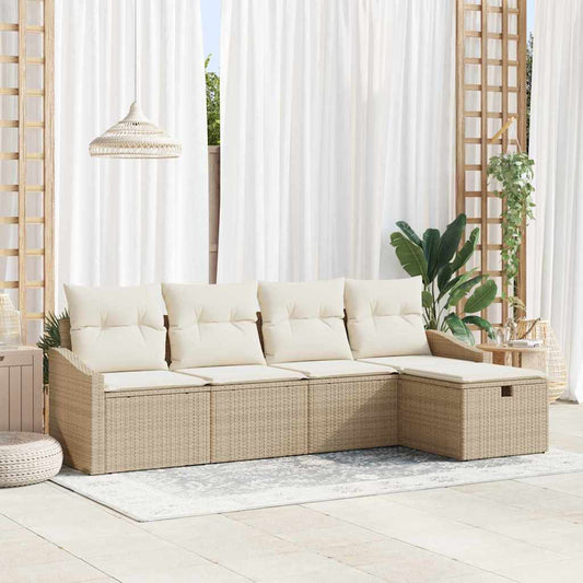 Garten-Sofa-Set 5 pcs Beige 233 x 117 x 85 cm Poly Rattan