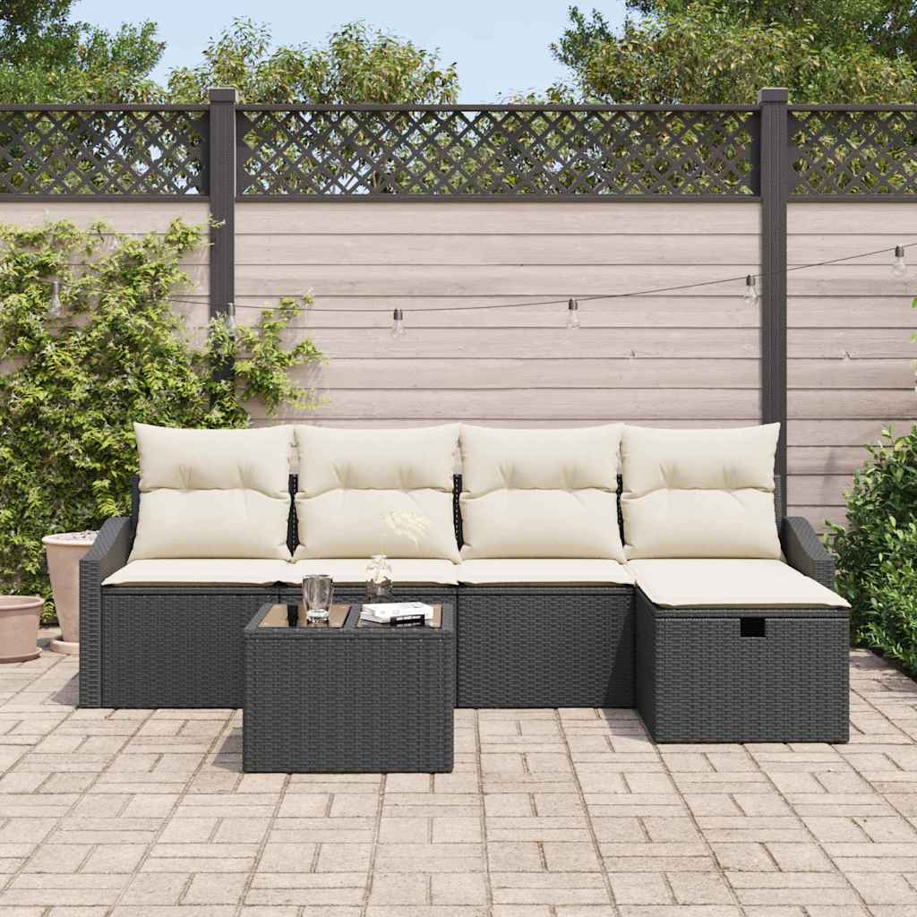 Garten-Sofa-Set 6 pcs Schwarz 55 x 55 x 37 cm Poly Rattan