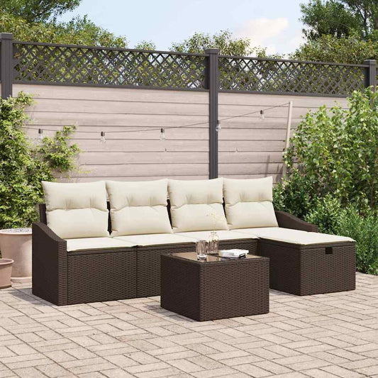 Garten-Sofa-Set 6 pcs Braun 55 x 55 x 37 cm Poly Rattan