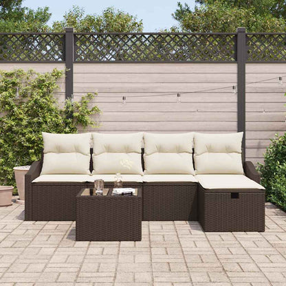Garten-Sofa-Set 6 pcs Braun 55 x 55 x 37 cm Poly Rattan