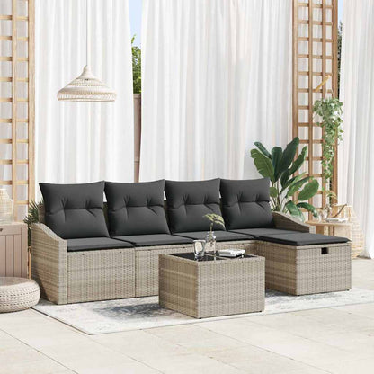 Garten-Sofa-Set 6 pcs Hellgrau 55 x 55 x 37 cm Poly Rattan