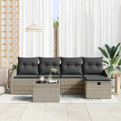 Garten-Sofa-Set 6 pcs Hellgrau 55 x 55 x 37 cm Poly Rattan