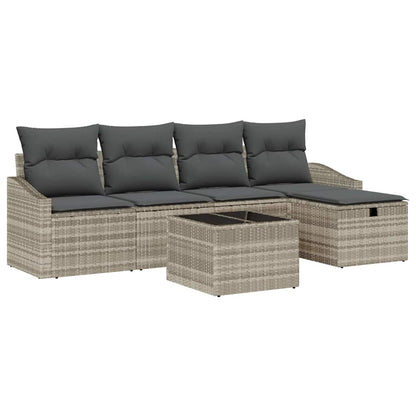 Garten-Sofa-Set 6 pcs Hellgrau 55 x 55 x 37 cm Poly Rattan