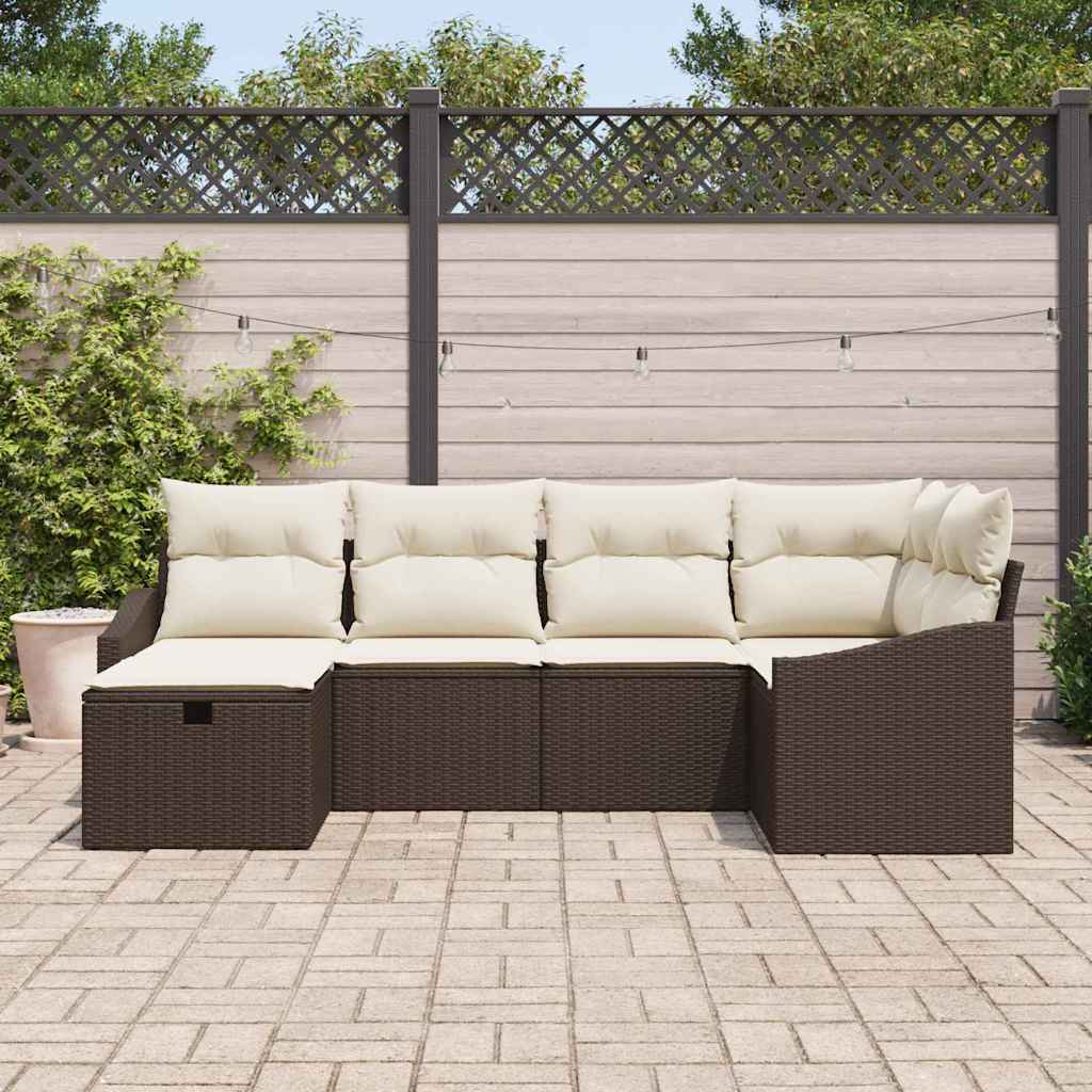 Garten-Sofa-Set 6 pcs Braun 55 x 62 x 69 cm Poly Rattan