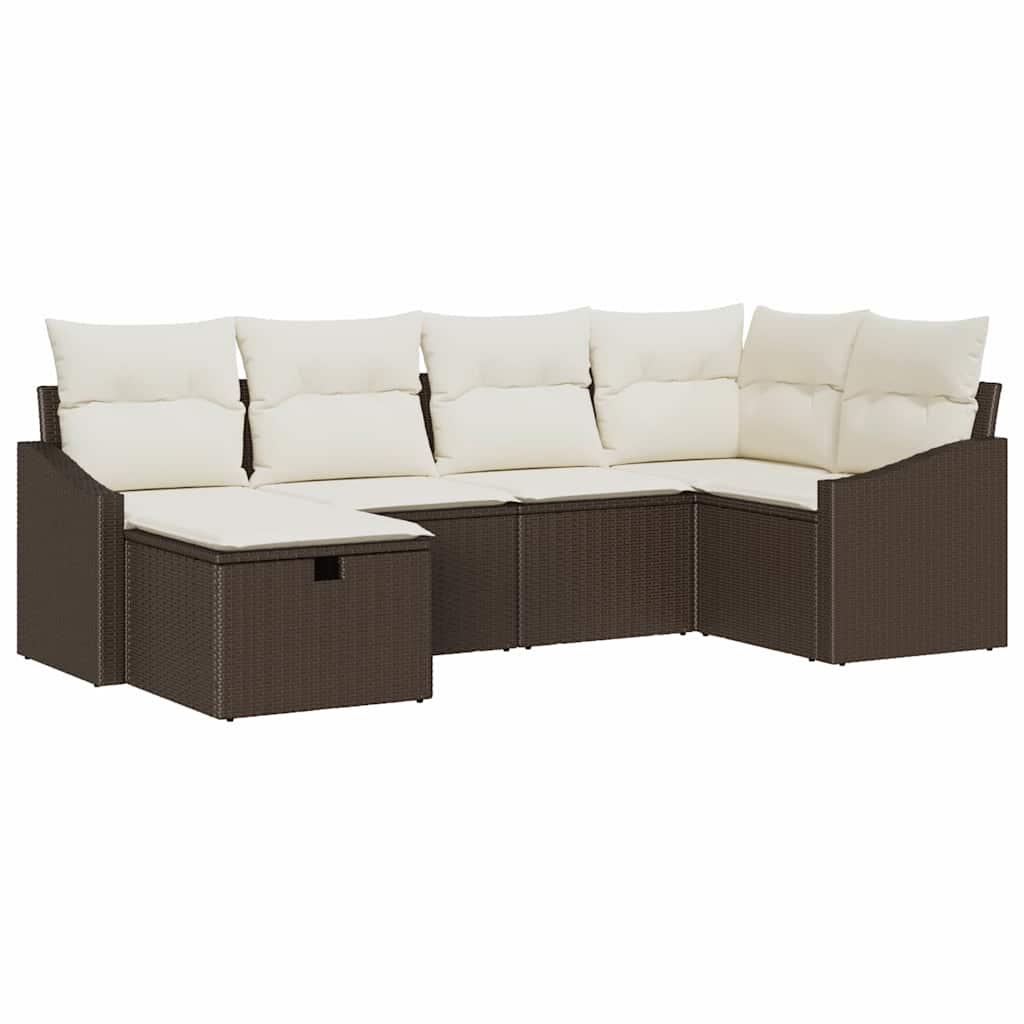Garten-Sofa-Set 6 pcs Braun 55 x 62 x 69 cm Poly Rattan