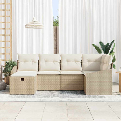 Garten-Sofa-Set 6 pcs Beige 55 x 62 x 69 cm Poly Rattan