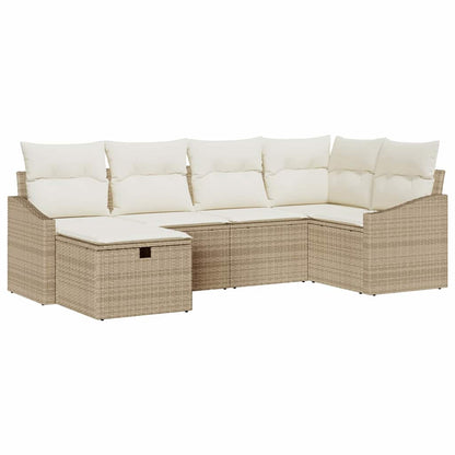 Garten-Sofa-Set 6 pcs Beige 55 x 62 x 69 cm Poly Rattan
