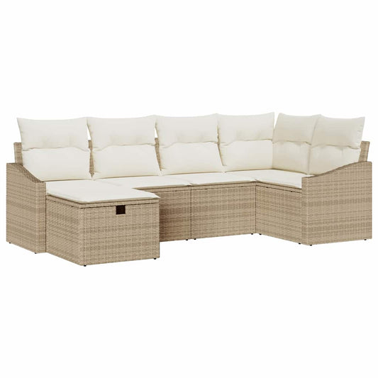 Garten-Sofa-Set 6 pcs Beige 55 x 62 x 69 cm Poly Rattan