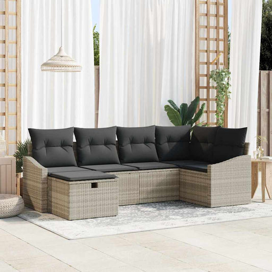 Garten-Sofa-Set 6 pcs Hellgrau 55 x 62 x 69 cm Poly Rattan