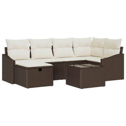 Garten-Sofa-Set 7 pcs Braun 55 x 62 x 69 cm Poly Rattan