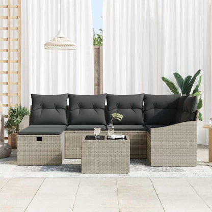 Garten-Sofa-Set 7 pcs Hellgrau 55 x 62 x 69 cm Poly Rattan