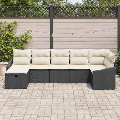 Garten-Sofa-Set 7 pcs Schwarz 55 x 62 x 69 cm Poly Rattan