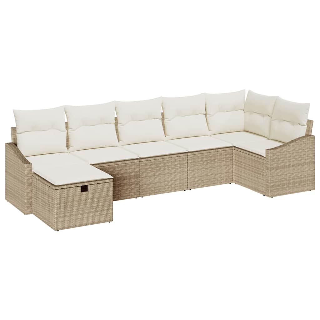 Garten-Sofa-Set 7 pcs Beige 55 x 62 x 69 cm Poly Rattan