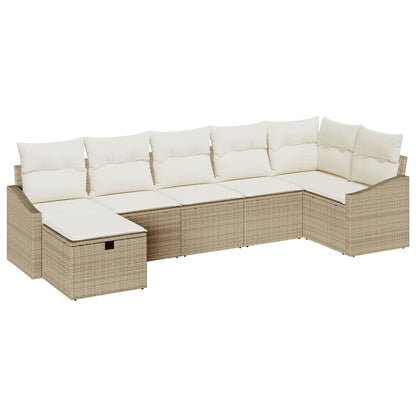 Garten-Sofa-Set 7 pcs Beige 55 x 62 x 69 cm Poly Rattan