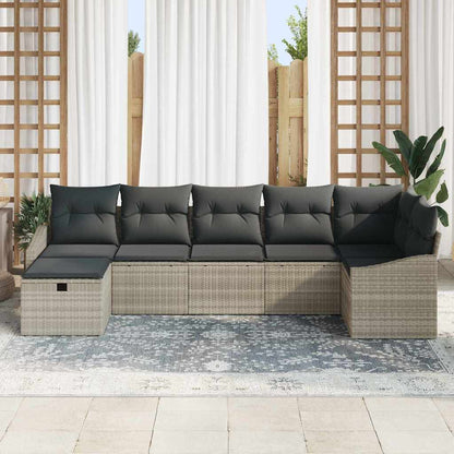 Garten-Sofa-Set 7 pcs Hellgrau 55 x 62 x 69 cm Poly Rattan