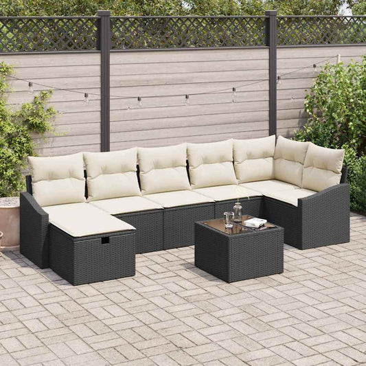 Garten-Sofa-Set 8 pcs Schwarz 55 x 62 x 69 cm Poly Rattan