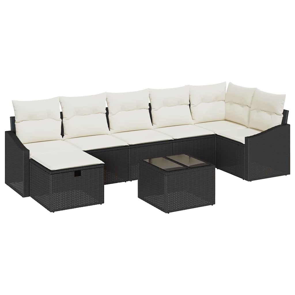 Garten-Sofa-Set 8 pcs Schwarz 55 x 62 x 69 cm Poly Rattan