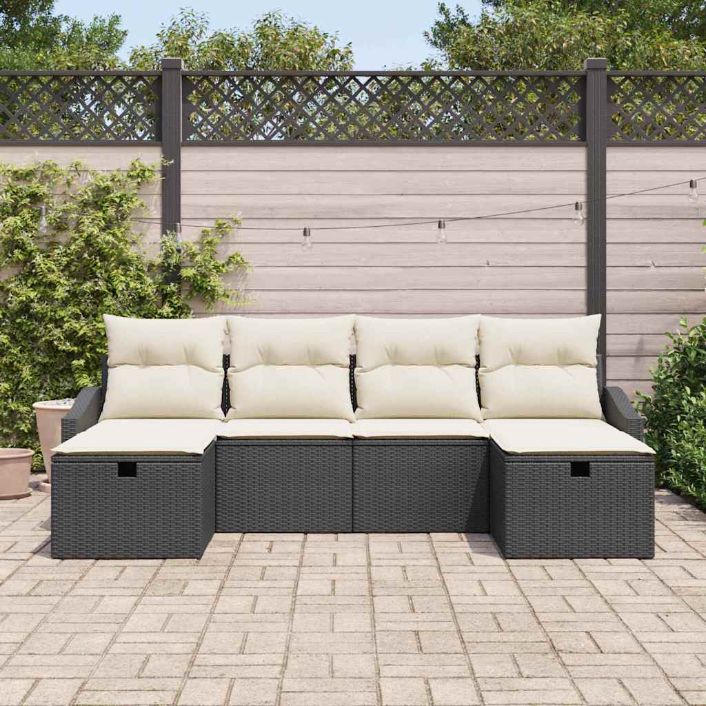 Garten-Sofa-Set 6 pcs Schwarz 55 x 62 x 69 cm Poly Rattan