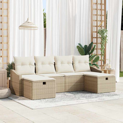 Garten-Sofa-Set 6 pcs Beige 55 x 62 x 69 cm Poly Rattan