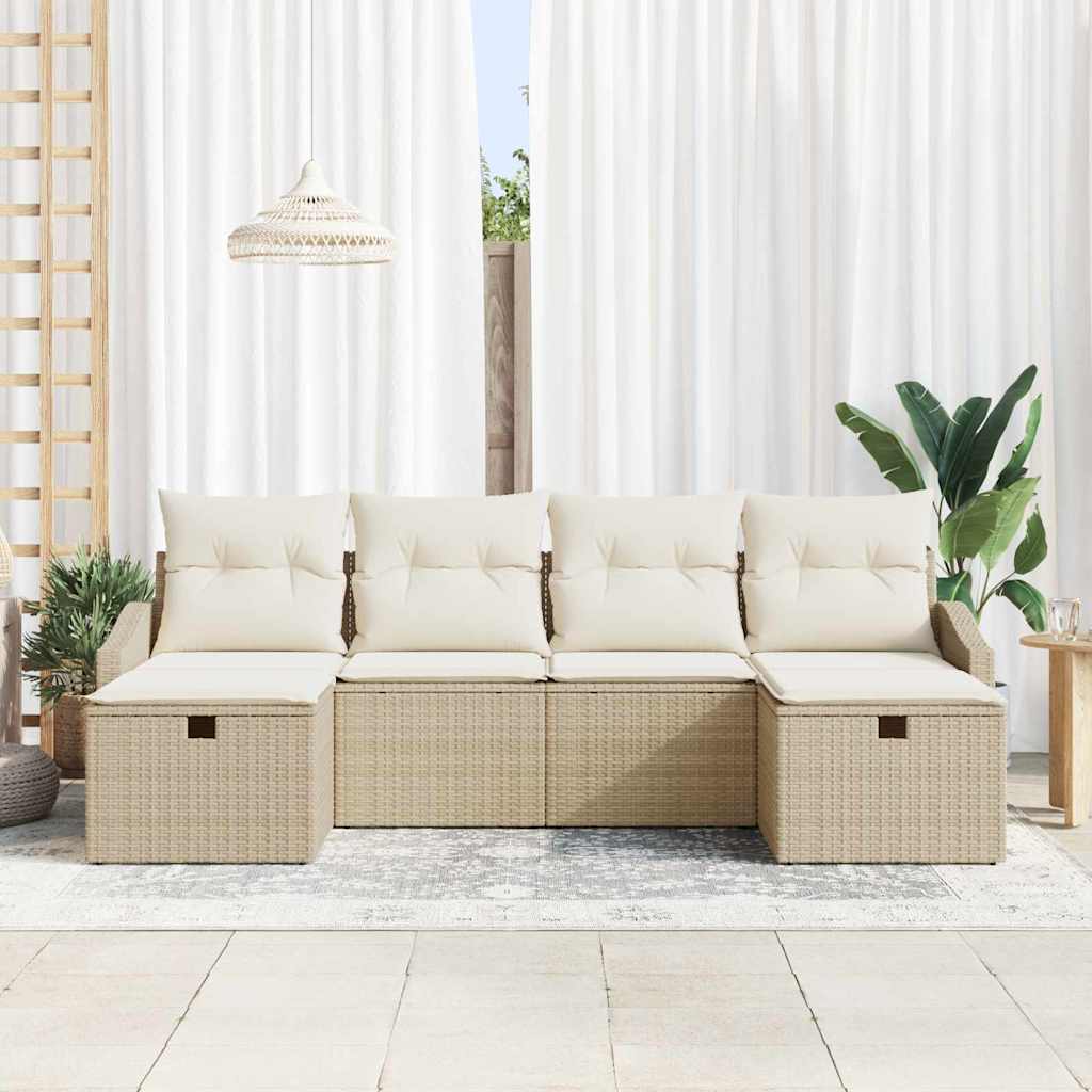 Garten-Sofa-Set 6 pcs Beige 55 x 62 x 69 cm Poly Rattan