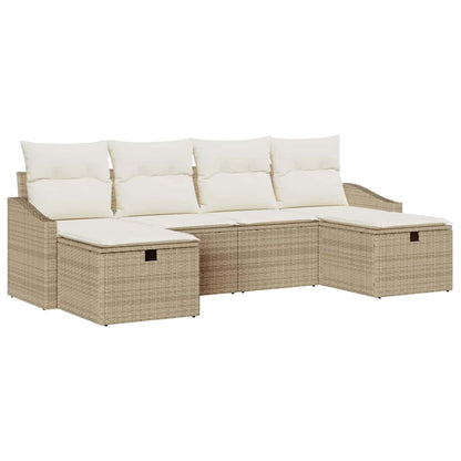 Garten-Sofa-Set 6 pcs Beige 55 x 62 x 69 cm Poly Rattan