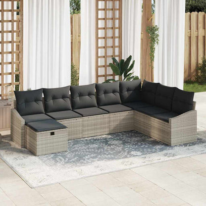 Garten-Sofa-Set 8 pcs Hellgrau 55 x 62 x 69 cm Poly Rattan