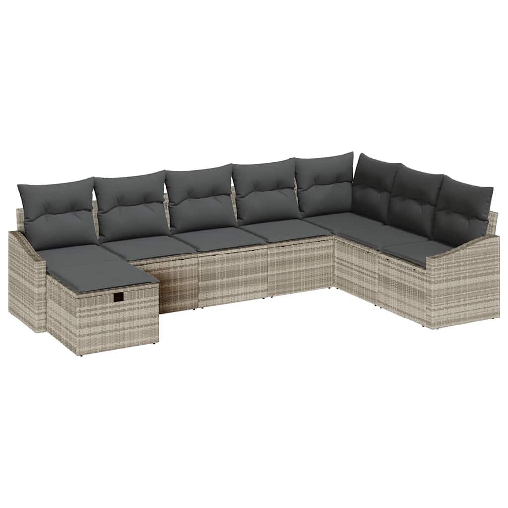 Garten-Sofa-Set 8 pcs Hellgrau 55 x 62 x 69 cm Poly Rattan