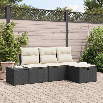Garten-Sofa-Set 4 pcs Schwarz 55 x 62 x 69 cm Poly Rattan