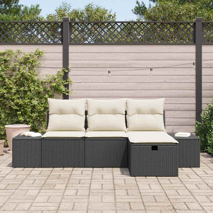 Garten-Sofa-Set 4 pcs Schwarz 55 x 62 x 69 cm Poly Rattan