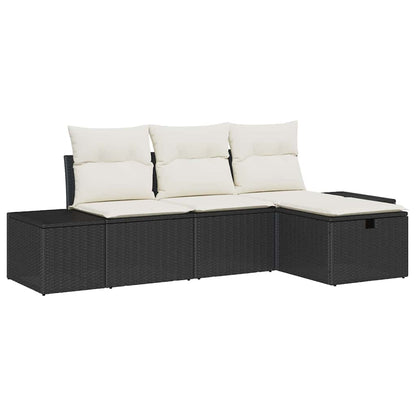 Garten-Sofa-Set 4 pcs Schwarz 55 x 62 x 69 cm Poly Rattan
