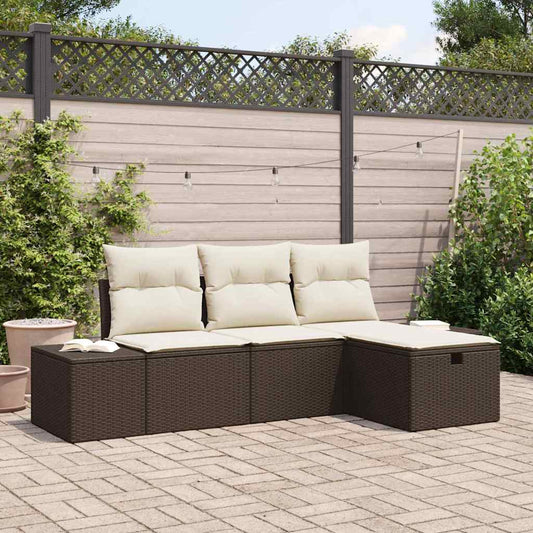 Garten-Sofa-Set 4 pcs Braun 55 x 62 x 69 cm Poly Rattan