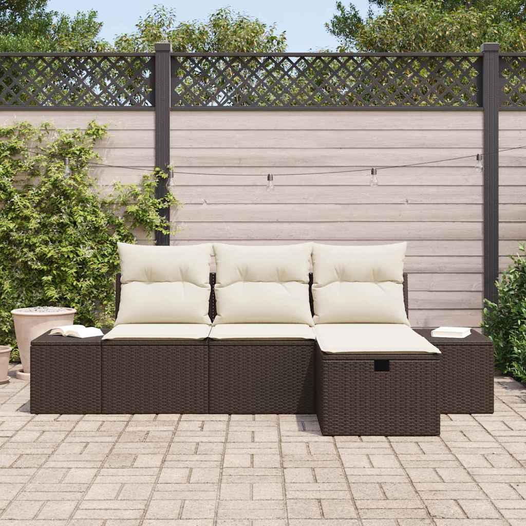 Garten-Sofa-Set 4 pcs Braun 55 x 62 x 69 cm Poly Rattan