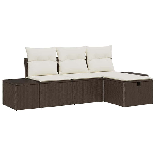 Garten-Sofa-Set 4 pcs Braun 55 x 62 x 69 cm Poly Rattan