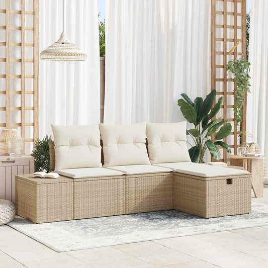 Garten-Sofa-Set 4 pcs Beige 55 x 62 x 69 cm Poly Rattan