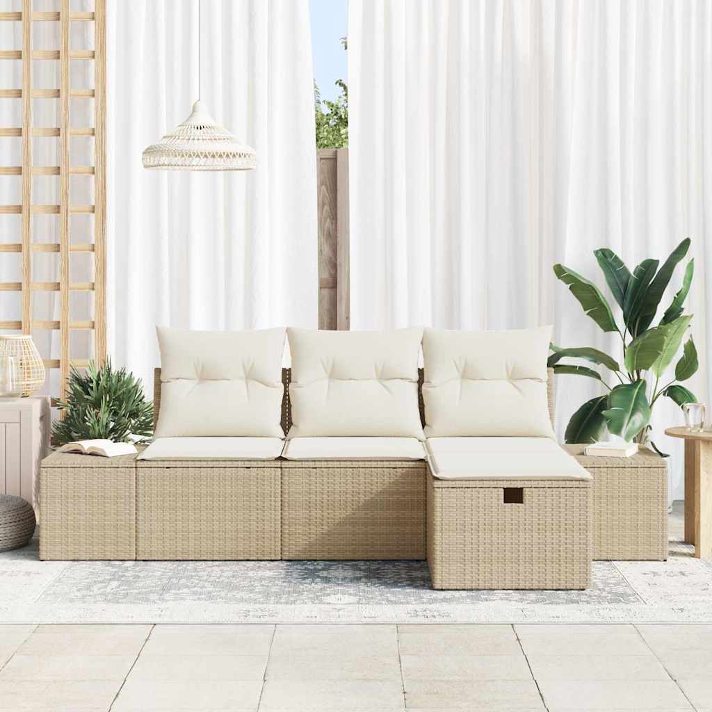 Garten-Sofa-Set 4 pcs Beige 55 x 62 x 69 cm Poly Rattan
