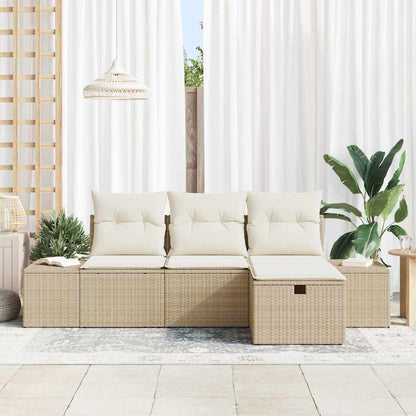 Garten-Sofa-Set 4 pcs Beige 55 x 62 x 69 cm Poly Rattan