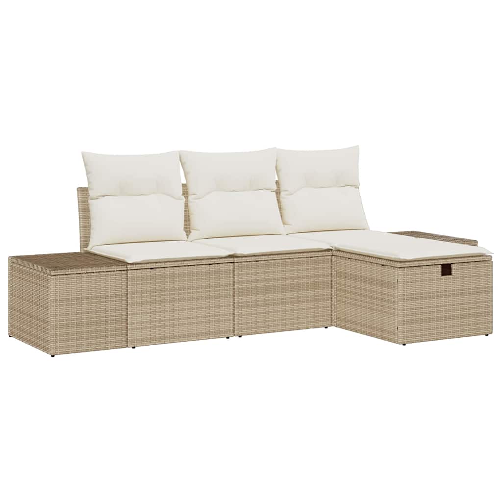 Garten-Sofa-Set 4 pcs Beige 55 x 62 x 69 cm Poly Rattan