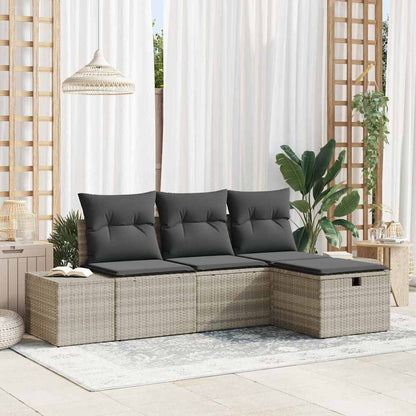 Garten-Sofa-Set 4 pcs Hellgrau 55 x 62 x 69 cm Poly Rattan