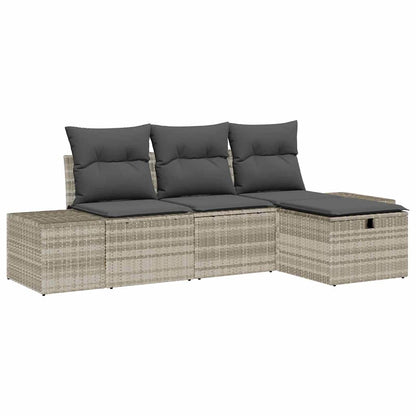 Garten-Sofa-Set 4 pcs Hellgrau 55 x 62 x 69 cm Poly Rattan