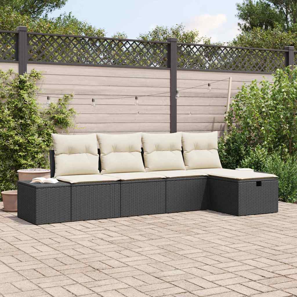 Garten-Sofa-Set 5 pcs Schwarz 55 x 62 x 69 cm Poly Rattan