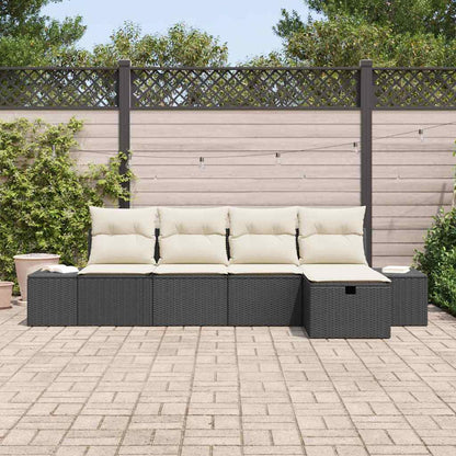 Garten-Sofa-Set 5 pcs Schwarz 55 x 62 x 69 cm Poly Rattan