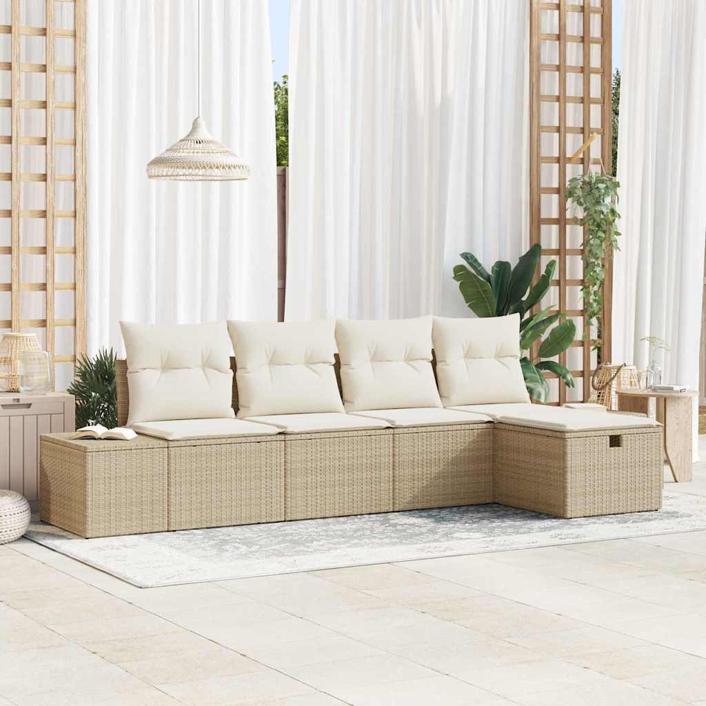 Garten-Sofa-Set 5 pcs Beige 55 x 62 x 69 cm Poly Rattan