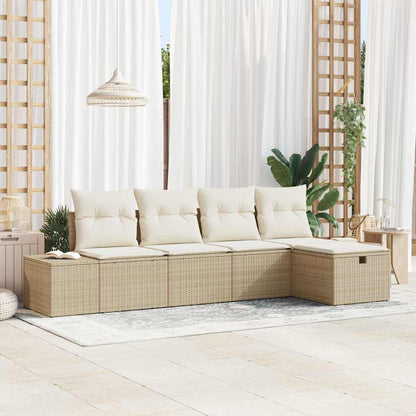 Garten-Sofa-Set 5 pcs Beige 55 x 62 x 69 cm Poly Rattan