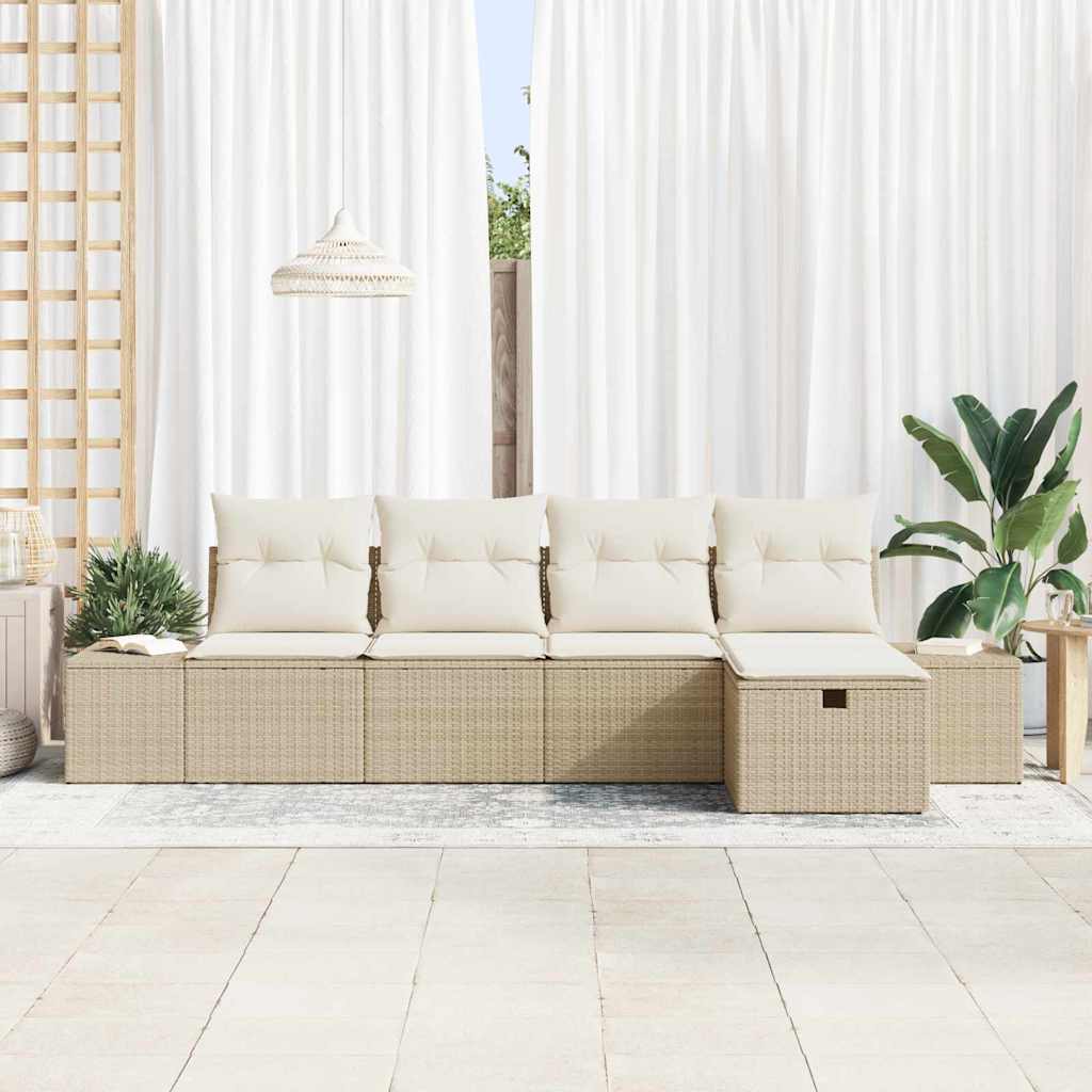 Garten-Sofa-Set 5 pcs Beige 55 x 62 x 69 cm Poly Rattan