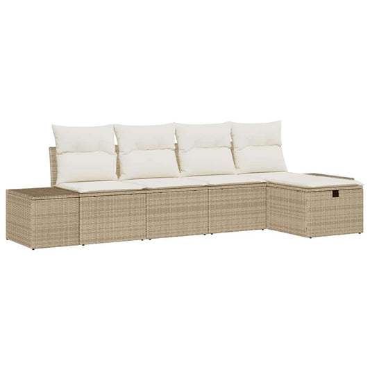 Garten-Sofa-Set 5 pcs Beige 55 x 62 x 69 cm Poly Rattan