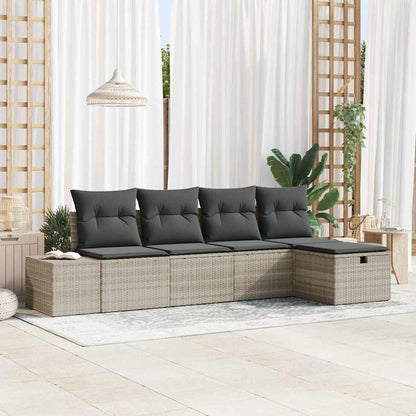 Garten-Sofa-Set 5 pcs Hellgrau 55 x 62 x 69 cm Poly Rattan