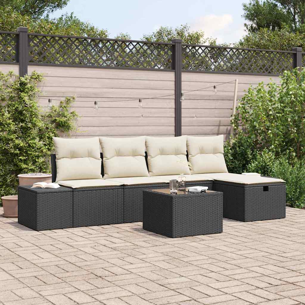 Garten-Sofa-Set 6 pcs Schwarz 55 x 62 x 69 cm Poly Rattan
