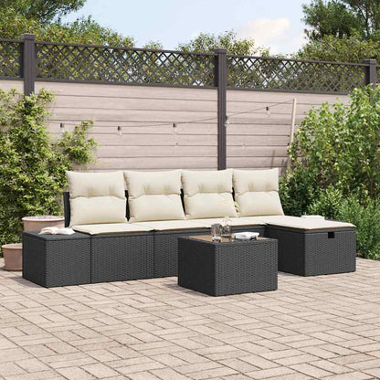 Garten-Sofa-Set 6 pcs Schwarz 55 x 62 x 69 cm Poly Rattan