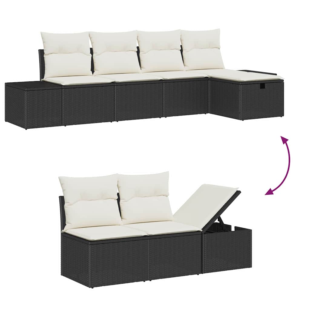 Garten-Sofa-Set 6 pcs Schwarz 55 x 62 x 69 cm Poly Rattan