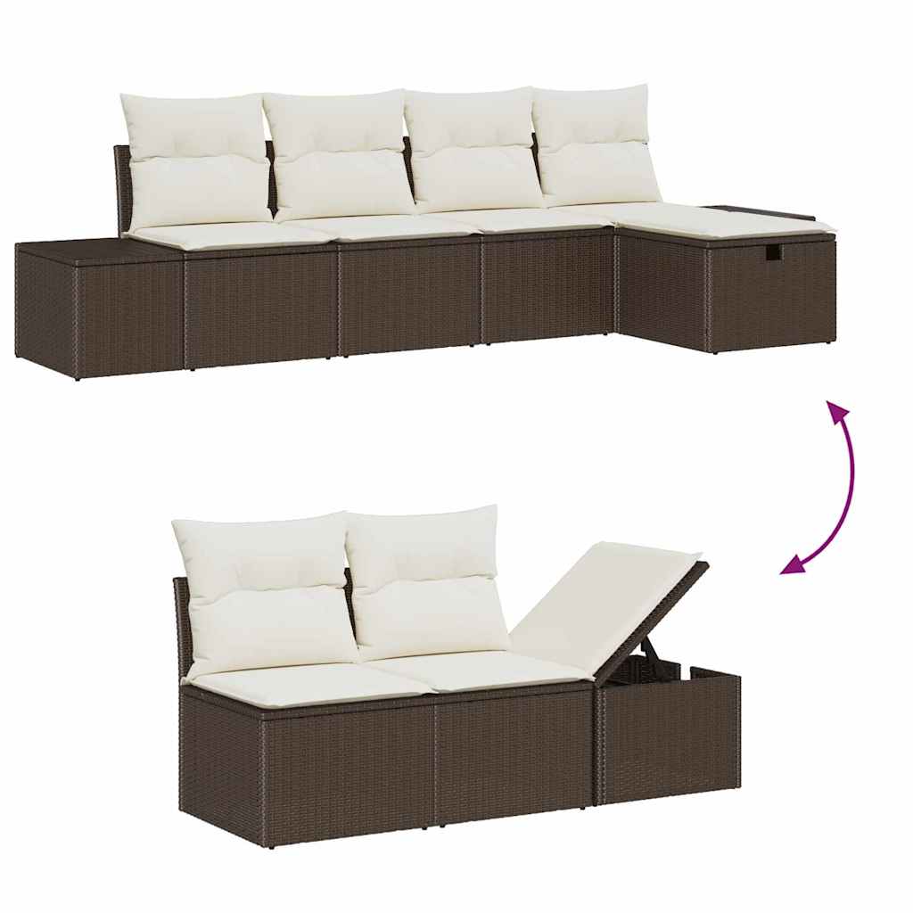 Garten-Sofa-Set 6 pcs Braun 55 x 62 x 69 cm Poly Rattan